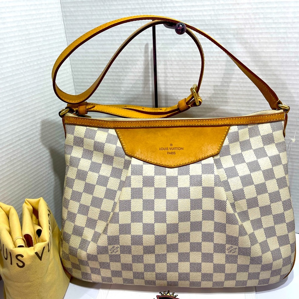 Louis Vuitton Siracusa MM  in Damier Azur, preloved with dust bag.